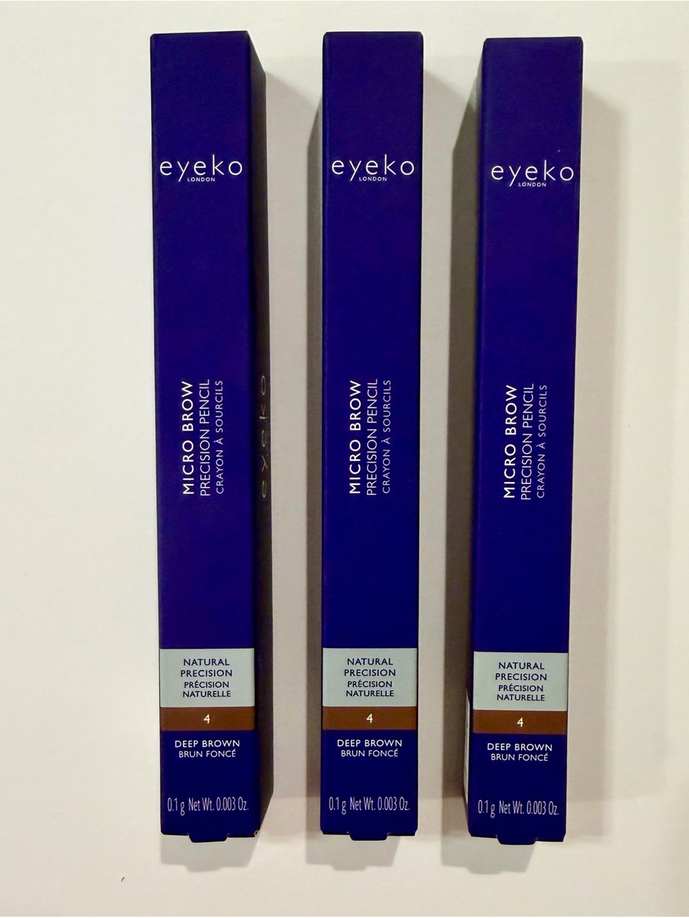 Eyeko Micro Brow Precision Pencil - shade 4 Deep Brown - 3 New in Box